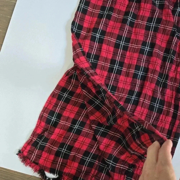 Zara black and red plaid distressed fringe punk holiday maxi dress sz M - Picture 9 of 9